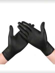 2/20/50/100只装黑色一次性丁腈手套，不含乳胶，防水防静电，多功能工作手套，3密耳，无粉，非透气，防护手套，适用于厨房、浴室、家庭、卫生间、染发、美容院、烹饪、绘画、工艺美术等场合。[无包装盒]