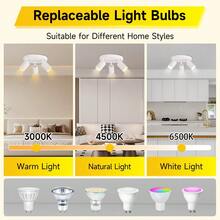 مصباح سقف مدمج ثلاثي الرأس، قاعدة مصباح GU10، إضاءة سقف ديكورية، جهد مناسب 85 فولت - 265 فولت، إضاءة حائط/سقف، خيارات لون أسود/أبيض، مع/بدون مصباح، مصنوع من الألومنيوم، مناسب للمتجر والمكتب والنوم والمعيشة والمقهى وقاعة العرض والمتحف والممر والرواق، اختر الحجم حسب الحاجة - وضع رأس مصباح GU10 على شكل قرص لكشاف السقف - مشاهدة 7