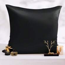 1个缎面枕套，呵护头发和肌肤，超级柔软凉爽，如丝般触感，信封式封口，男女皆宜的礼物 - 黑色 - 查看 7