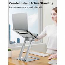 Laptop Stand For Desk Adjustable Height Telescopic Computer Stand With Pull Out Design Ergonomic Laptop Riser Fits All Laptops 10-17" Silver - Silver - View 7