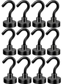 25 Lbs Strong Magnetic Hooks, Suitable For Kitchen, Home, Workplace, Office And Garage. Powerful Magnetic Kitchen Storage Hooks, Super Strong Magnetic Metal Hooks, No Drilling Required.