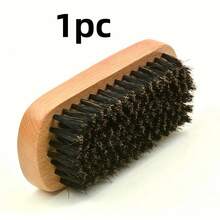 1pc Mustache Brush/5pcs Set Men Beard Brush And Comb Kit - Natural Boar Bristle Brush And Double-Sided Comb, Scissors And Silicone Face Cleansing Tool, With Velvet Carrying Pouch, Gift Box Packaging, Ideal For Beard And Mustache Grooming - Black - View 12