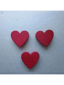 10个/50个/100个装木质红色心形装饰品，爱心，心形婚礼装饰，木制工艺品，情人节，新年派对餐桌装饰，颜色随机 - 彩色 - 查看 4
