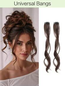 Long Side Bangs 2Pcs Set Wavy Curly Clip On Bangs For Women Wavy Curly Clip In Curtain Bangs - Multicolor - View 22