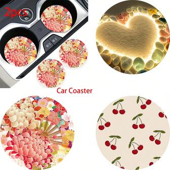 2pcs Car Cup Coaster Stylish & Durable Fast-Drying Non-Slip Car Cup Mat