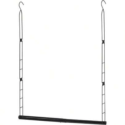 STORAGE MANIAC Hanging Closet Organizer Adjustable Width And Height SpaceSaving Clothes Hanging Bar Double Closet Hanging Rod 1 Pack Black