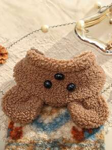 Pet Exclusive Bear Head Patchwork Vest, Contrast Fluffy Texture + 3D Bear Face Design, Warm Fleece For Small Dogs & Cats, Suitable For Winter Holiday Wear - Brown - View 10