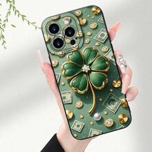 Funda de teléfono negra Clover 1PC, diseño de trébol moderno y popular, funda de protección creativa personalizada y elegante, a prueba de golpes y anti-caídas, resistente a las manchas y duradera, adecuada para  17/17 Pro/17 Pro Max/17 Air/ 16/16 Pro/16 Pro Max/16 Plus/ 15/15 Pro Max/15 Pro/15 Plus/ 14/14 Pro/14 Plus/14 Pro Max/ 13/13 Pro/13 Pro Max/12/12 Pro/12 Pro Max/11/11 Pro/11 Pro Max/XR/X/XS/XS Max. Es el regalo de cumpleaños perfecto para novias, novios, esposos, esposas, amigos o para uno mismo, innovador y a la moda, adecuado tanto para hombres como para mujeres. - Multicolor 2298 - Ver 2