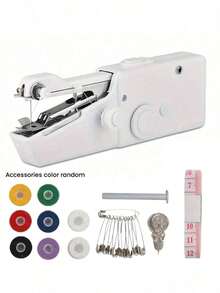 1 件手持式缝纫机，带 USB 数据线和配件套件（配件颜色随机），全新便携式手持式电动缝纫机，适用于家庭、旅行、DIY 工艺品、床上用品、窗帘和服装修补
