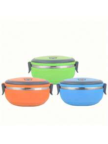 1个不锈钢午餐盒 - 防漏保温食品容器，带提手，适用于办公室、露营、野餐 | 耐用可重复使用的保温便当盒 | 便携式午餐盒，适合户外、旅行、学校使用 - 彩色 - 查看 6