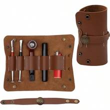 Pipe Pouch, PU Leather Case With Pipe Stand, Handmade Multifunctional Pipe Bag 1 Pipe And Other AccessoriesDoes Not Include Pipes And Accessories - 最初的 - 查看 1