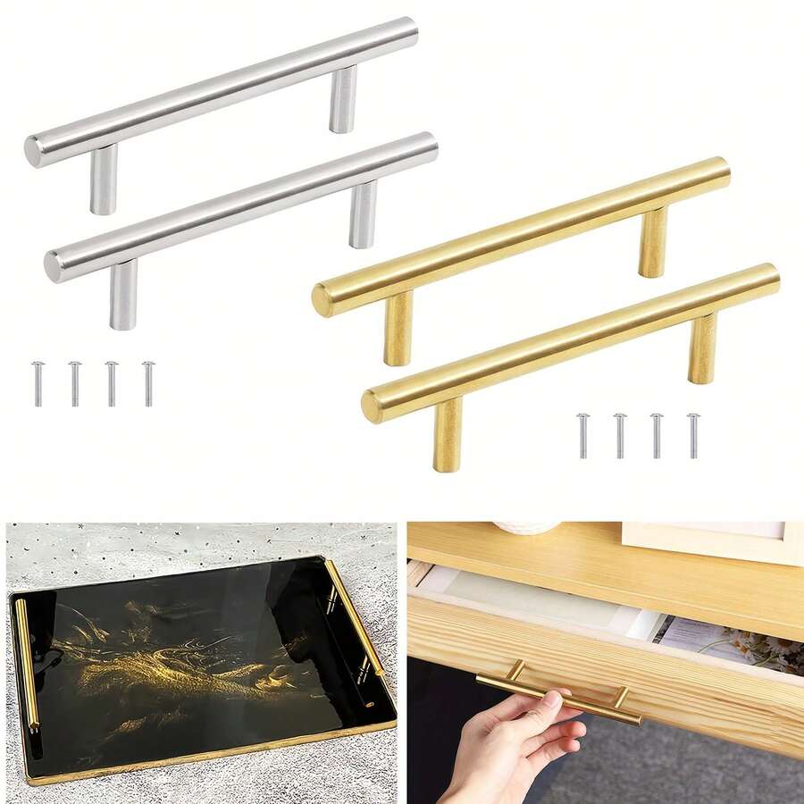 2/4/8pcs Of Elegant Aluminum Alloy Tray Handles - Sleek Metallic Finish, Perfect For Kitchenware, Drawer & Door Organization, Includes Screw Group For Secure Installation, Kitchen Drawer Handles| Sleek Metallic Finish| Aluminum, Tray Holder - Multicolor - View 1