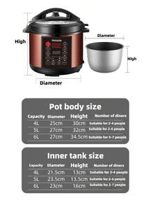 Melaide Electric Pressure Cooker Smart MultifunctionHeater Soup Porridge Rice Heating IntelligentElectric Pressure Cookers For Home Heloween Gifts Christmas Gifts - EU E Type Plug(220-240V) - View 7