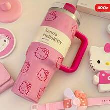 1PC Sanrio 40oz Hello Kitty Insulated Stainless Steel Water Bottle With Lid And Straw - Practical, Hand Wash Only, Great For Travel, Outdoor Sports And Gifts, Perfect For Festivals, Travel Refill | Fun Design | Durable Construction For Hello Kitty Water Bottle