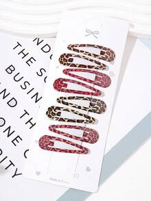 Clip para el cabello con forma de estrella y gota de agua con estampado de leopardo (tarjeta de papel al fondo de forma aleatoria) (el ligero blanqueamiento en los bordes debido al proceso de impresión es normal), pinzas para el cabello, pasador para el cabello, barrettes para el cabello - Multicolor - Ver 14