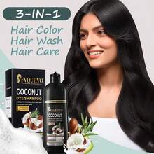 FVQUHVO Black Hair Dye Shampoo 3 In 1 Coconut Oil For Gray Coverage, Semi-Permanent Color Shampoo For Women Men, Coconut Black Hair Color Shampoo For Grey Hair, Instant Long-Lasting Hair Coloring, 500ML - Natural Black - View 4