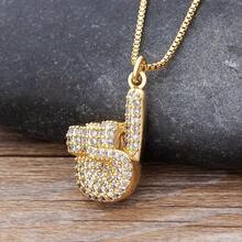 New Retro Punk Style Gesture Shape Charm Pendant Necklaces For Women Female Gold Plated Cubic Zirconia Jewelry Gift Wholesale - Gold - View 12