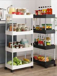 4-Tier Multipurpose Organizer For Various Objects With Wheels - White - View 2