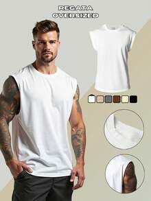 Men's Macho Tank Top, Low-Cut, Bodybuilder Style, Workout Gym, 100% Premium Cotton - White - View 10