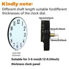 1 Set de Mecanismo de Reloj de Cuarzo, Longitud del Eje de 16mm, 1 Set de Manecillas de Reloj, para Reparación de Relojes, Reemplazo, Decoración de Pared, Regalos Hechos a Mano, DIY - Negro - Ver 4