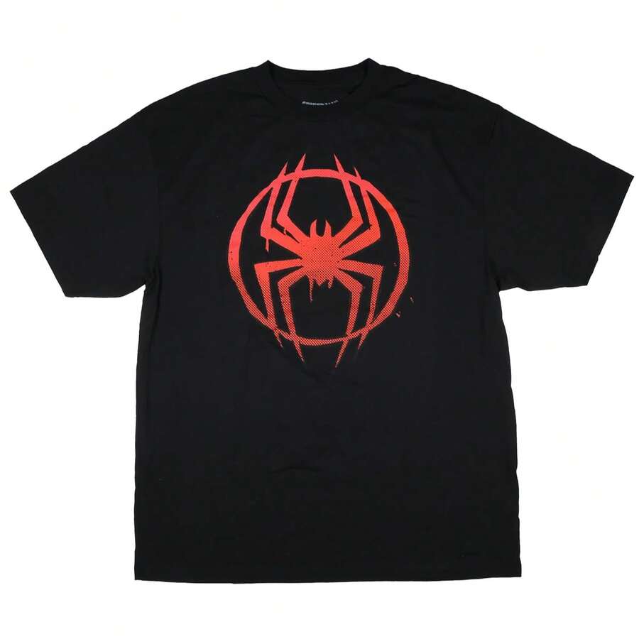 Shirt Mens Miles Morales Spider-Verse Logo Adult Graphic T-Shirt For Men And Women - 黑色 - 查看 1