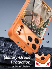 定制情侣/朋友/家人照片及姓名高清玻璃橙色智能全包手机壳，适用于 17/Air/17pro/17promax/16/16pro/16plus/16promax/15/14/13（手机型号待定），适合作为新年或圣诞节礼物送给最好的朋友、男朋友和女朋友。 - 橘色 - 查看 6