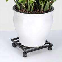 1个重型金属植物推车，带可锁定轮子 - 10英寸和12英寸方形搁板，适合室内/室外使用，户外花园储物架，推车