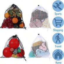 8 bolsas de malla negra con cordn para bisbol de 11.81 pulgadas, 13.78 pulgadas, bolsa de equipo deportivo de malla con bloqueo, bolsas de almacenamiento multiusos, para gimnasio, playa, lavandera - inicial - Ver 8