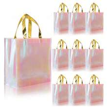 15/10/6pcs Rainbow Gradient Glitter Gift Bags, Pink Non-Woven Fabric Tote Bags, Fashionable Bridesmaid Gift Bags, Durable Shopping Bags, Suitable For Weddings, Bachelorette Parties, Gift Packaging, Decorations - Multicolor - View 4