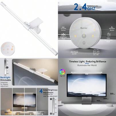 New Quntis Monitor Light Bar White Screen Monitor Lamp With Backlight For Eye Caring Dimmable Screen Light Bar Computer Light No Screen Glare Home Office Desk Lamp