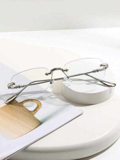 1 Pair Of Lightweight Frameless Fashionable Glasses With Metal Frame And PC Frame Optional For Daily Commuting. Suitable For Long-Term Computer, Mobile Phone, Screen, Staff, And Decorative Wear