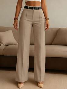 Women's Straight-Leg Business Pants, Elegant & Refined, Versatile For Various Commuting Occasions Spring - Khaki - View 6