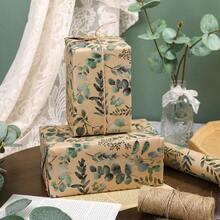 RUSPEPA Papel de regalo de hoja de eucalipto 17 pulgadas x 32.8 pies mini rollo rollo de papel kraft para mujeres primavera verano boda y cumpleaños - Hoja verde - Ver 5