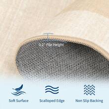 CuisinSmart Scalloped Washable Area Rugs,Non Slip Hallway Runners,Soft Low Pile Ombre Carpet For Kitchen Bedroom Bathroom,Stain Resistant Floor Cover For Office - Màu be - Xem 3