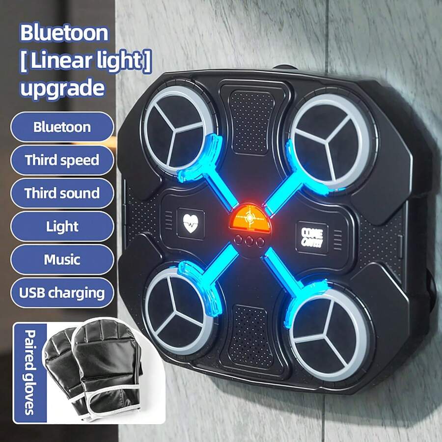 Music Boxing Machine, Upgraded 2.0 Smart Bluetooth Boxing Machine Parent-Child Games, Boxing Training Punching Equipment, Wall-Mounted Home Workout Boxing Target Machine(Black) - Black - View 1