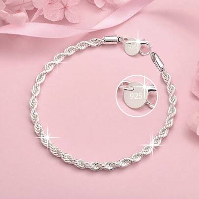 قلادة بسلسلة 4 مم مطلية بالفضة 925، قلادة عصرية متعددة الاستخدامات، مناسبة للزفاف والحفلات والعيد والهدايا