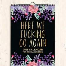 1pc 2026 Funny Swear Here We F Go Again Large Wall Calendar Gift For Women, Coworkers, And Best Friends - Multicolor - View 2