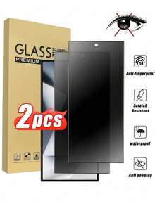 2Pcs Anti Peeping Tempered Glass Film Privacy Screen Protector Compatible With Samsung Galaxy S25 S24 Ultra S23 S22 S21 S25 FE A56 A55 A36 A35 A16 A17 A26 A07 A06 4G 5G 9H Hardness Explosion-Proof, Scratch Resistant, Anti Spy Protective Film Does Not Support Fingerprint Recognition Screen Protection Essentials, Applicable To Daily Shield, Office, Home Daily Shield Office Home Phone Screen Protector Phone Accessories Anti-Spy Waterproof Shockproof Anti-Fall