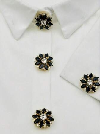 1개 남성 여성용 버튼 커버 커프스 링크, 셔츠 턱시도 용 버튼 커버, 구리 베이스 + 모조 다이아몬드 꽃, 공예 용 장식 버튼, 쉘 버튼 커버 비즈니스 데일리 파티 웨딩 선물 용 고급 액세서리