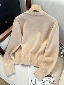 JIANHU Spring Butterfly Knit Cardigan, Short Design, Suitable For Petite Figure, Elegant Versatile, Create Fashionable Look - Camel - View 5
