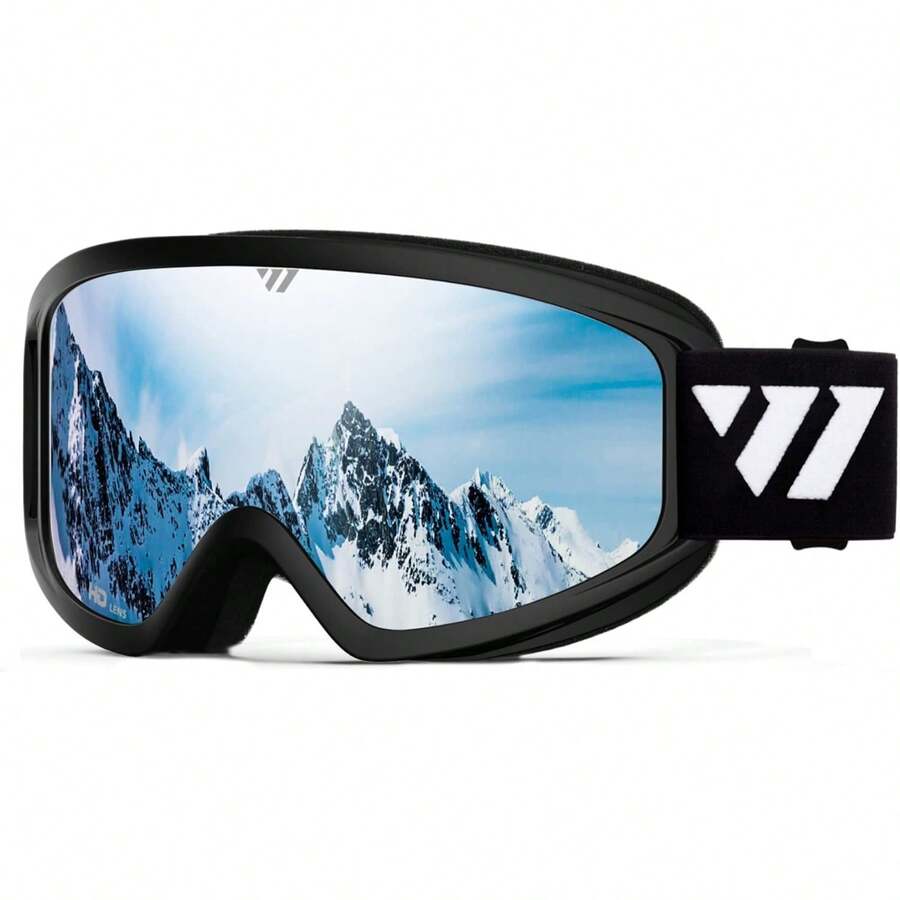 Gafas de esquí con funda - Gafas de nieve/snowboard OTG para hombres, mujeres y jóvenes - Protección 100% UV W1 - Marco azul/lente verde - Ver 1