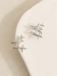 1 chiếc khuyên tai hình ngôi sao bốn cánh khắc tên riêng, thiết kế độc đáo, sang trọng dành cho nữ (một chiếc) - Ngôi sao bạc - Xem 2