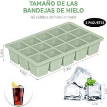 3 Piezas Bandejas Para Cubitos de Hielo, Cubitos Cuadrados de 3 * 15, Moldes de Cubitos Reutilizables, Molde De Hielo Presionado Para Liberar Todos Los Cubitos De Hielo - 3-15 - Ver 7