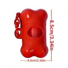 1个彩色骨头形状垃圾袋分配器，内含15个一次性垃圾袋，便携式宠物垃圾袋支架带挂钩，小型犬户外散步和训练垃圾袋分配器（内含随机颜色垃圾袋）