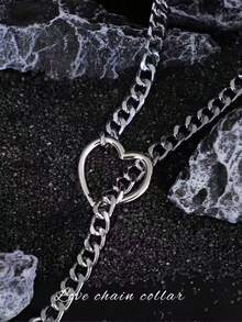 1pc A Sexy Heart Chain Choker, Sexy Lingerie Accessory, Women's Heart Traction Neck Ring, Multi-Layered Tassel Necklace, Punk Metal Chain Body Decoration Chain, Sexy Accessory For Couples, Dates, Parties, And Performances.