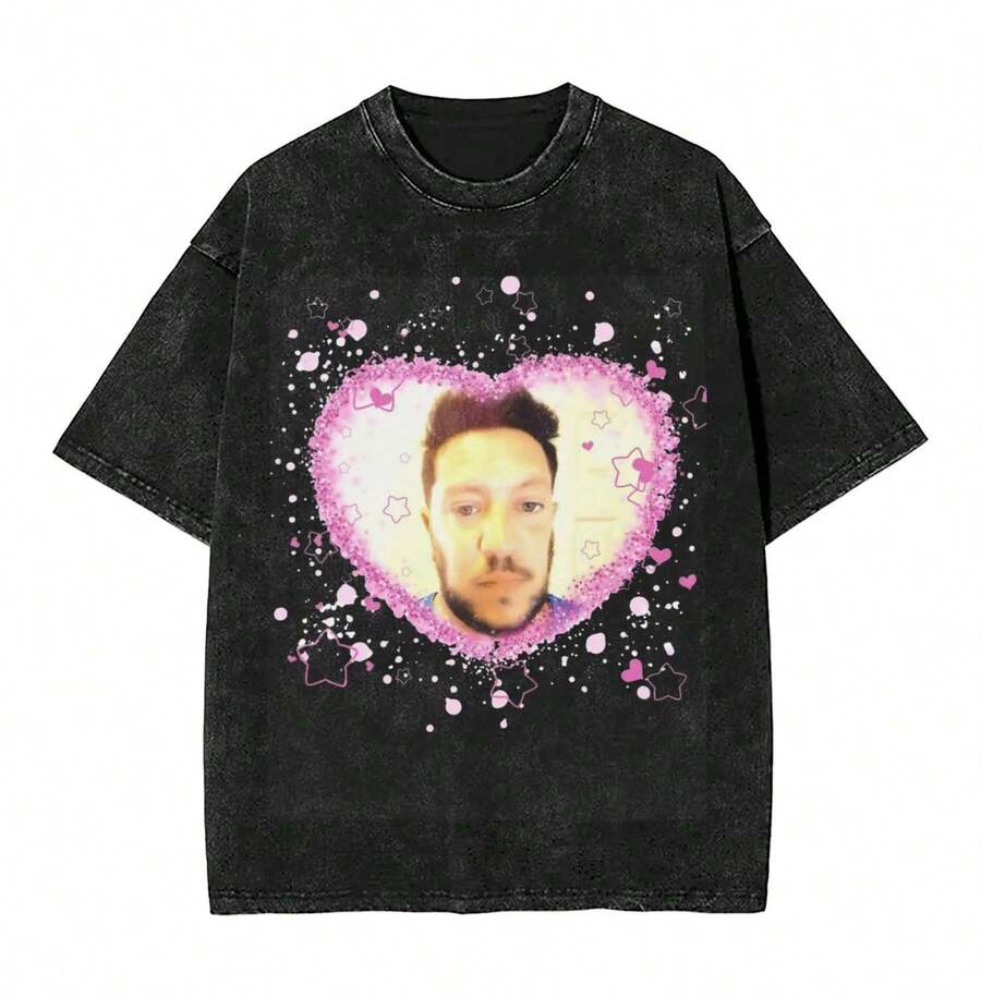 Washed T Shirt Impractical Jokers Sal Vulcano Kawaii Cutesy Edit Meme Hip Hop T-Shirt Street Streetwear Tees For Men Women - 黑色 - 查看 1