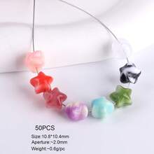 20/50pcs 12*15.5mm Acrylic Faux Ceramic Pendant, Double Color Gradient Faux Jade Pierced Cross, DIY Beaded Bracelet Necklace Jewelry, Colorful Oil Painting Effect Cross Beads - Five-pointed Star Mixed Color - View 5