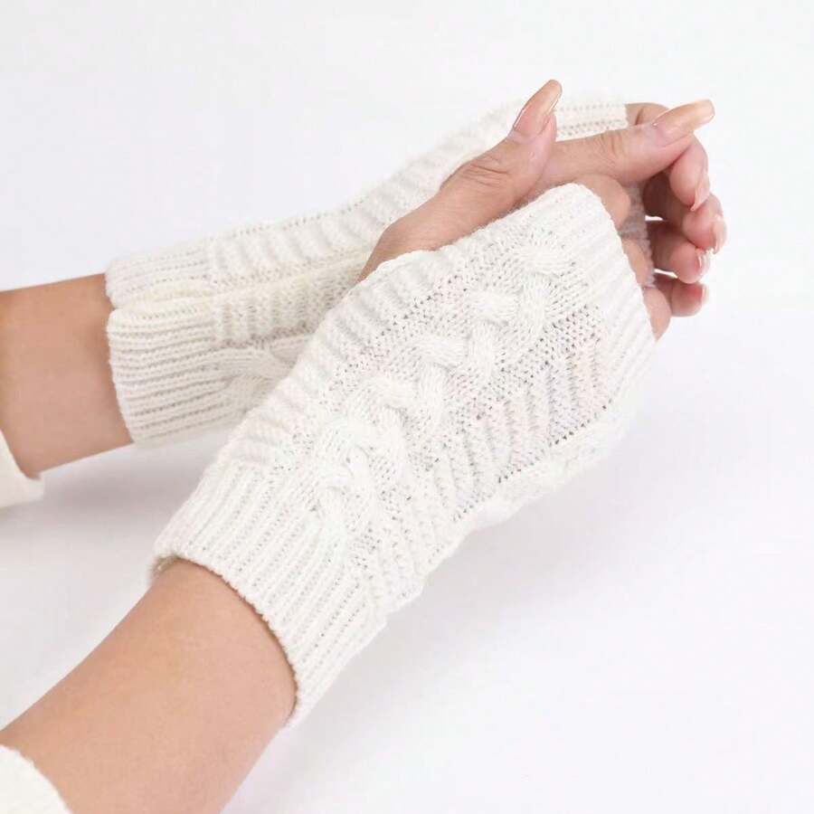Guantes sin dedos cálidos de otoño/invierno unisex, guantes sin dedos de punto minimalistas y de moda - A - Ver 1