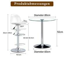 Set: 89cm Glass Table + 2 Height-Adjustable And Swiveling Footrests. Transparent Appearance . 360° Rotation . Versatile. Creates Visual Width And Saves Space. Available In Silver And White.