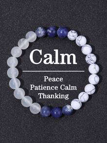 Sleep Improvement Crystal Bracelet For Women Men, Sodalite & White Turquoise Emotional Balance, Tranquility, Calm, Spiritual Meditation Reiki Jewelry For Women Men